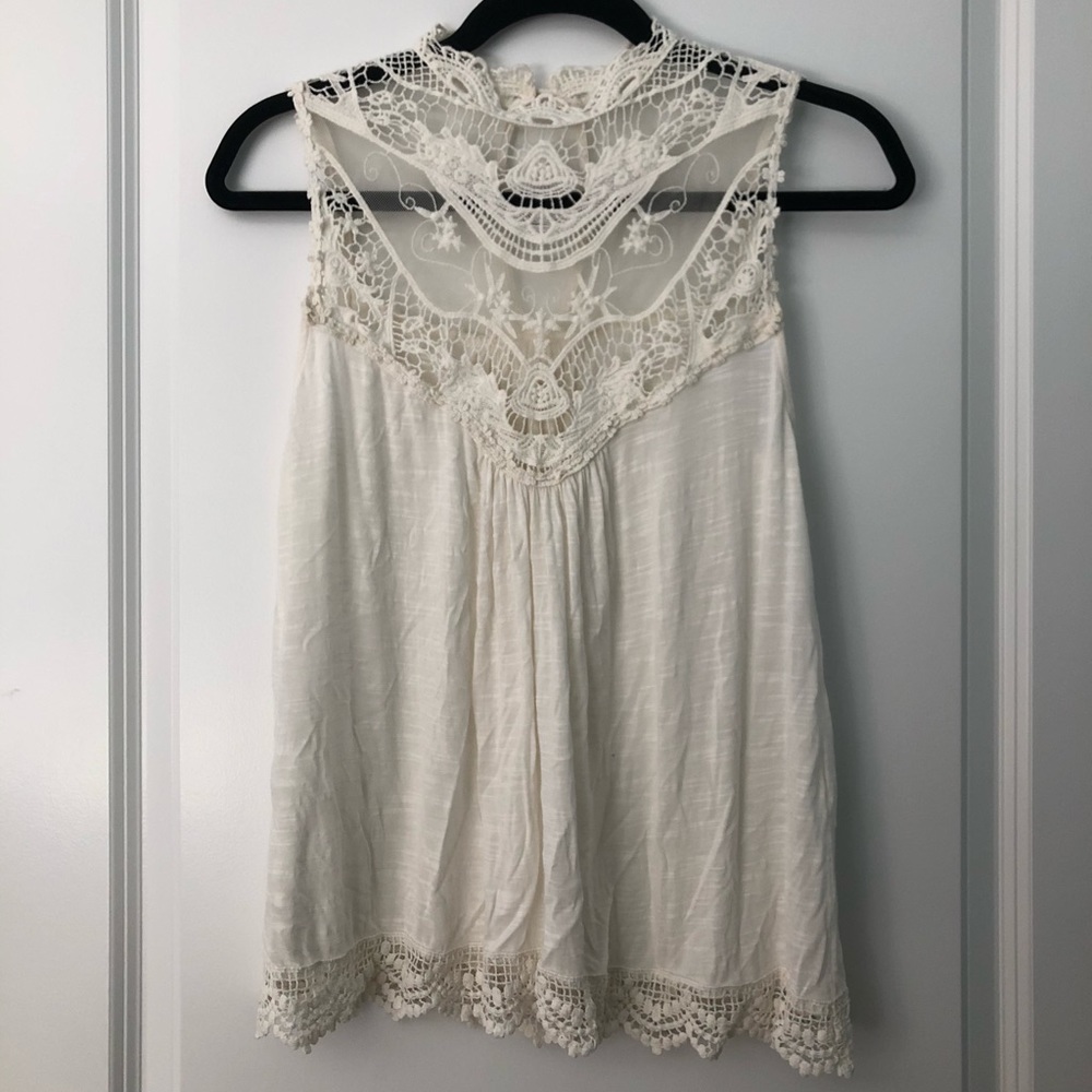 White lace blouse tank